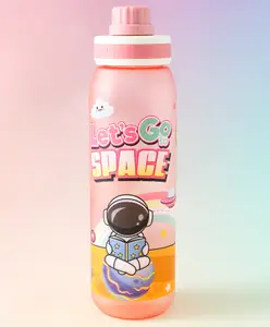 Fab N Funky Regular Water Bottle 1000ml Astronaut Print - Pink | BPA Free | Ideal for School, Home & Travel | School-going Boys & Girls | Lightweight & Leak Resistant