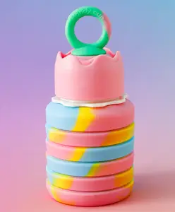 Fab N Funky Collapsible Silicone Water Bottle 500ml - Pink| BPA-Free| Leak Resistant Travel Bottle| Stylish Carabiner| Ideal for Sports, Hiking, Gym & School| School Bottle for Boys & Girls