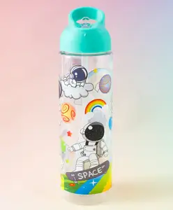 Fab N Funky Theme Kids Straw Water Bottle 700 ml with Flip Spout - Green| Leak-Resistant| BPA Free & Freezer Safe| Sipper Bottle for School & Travel for Boys & Girls