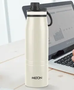 Milton Sparkle 900 Stainless Steel Water Bottle 925 ml With Easy Sip Cap, Ivory