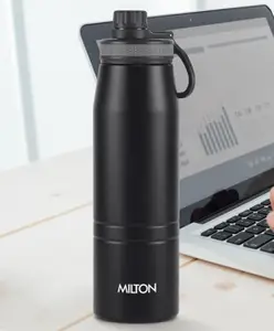 Milton Sparkle 900 Stainless Steel Water Bottle 925 ml With Easy Sip Cap, Black