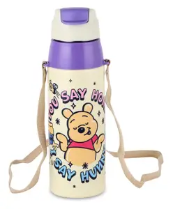 Cello Kidzbee Era Hunny Bear Inner Steel Insulated Kids Water Bottle with 3D Printed Touch & Feel Sticker Off White - 520 ml