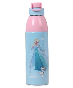 Cello Kidzbee Uranus Frosted Fun Inner Steel Insulated Kids Water Bottle With Disney Frozen Print Blue & Pink - 540 ml