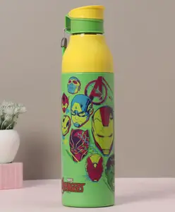 Cello Amazer Puro Steel-X Insulated Stainless Steel Avengers Water Bottle Yellow & Green - 550 ml