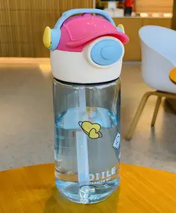 SCHOOLISH 650ml headphone pattern student plastic cup school water cup cute sports straw cup- PACK OF 1- COLOR MAY VARY