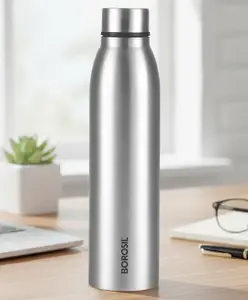 Borosil Glacier BIS Approved Made in India Stainless Steel Single Wall Water Bottle for Office School College & Gym 1 Year Warranty - 950 ml