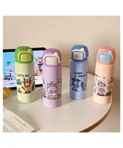 Elecart 500 ml Stainless Steel Kids Water Bottle 2 in 1 Sip & Gulp | Insulated Double Valve Bottle for School & Travel | Hot & Cold Retention | Leakproof, BPA-Free, (Pack 1 Random Design)