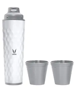VAYA DRYNK Stainless Steel Water Bottle for Office, 525ml Vacuum Insulated Water Bottle with Gupler Lid, Hot and Cold Thermos Flask for Adults - White