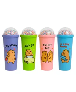 SCHOOLISH 750ml Capybara Straw Cup Cute & Fun Drinkware Bring joy to your daily drinks with these adorable Capybara-themed straw cups - PACK OF 1 - COLOR MAY VARY