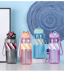 SCHOOLISH Sports Water Bottle with Straw 800 ml Leak-Proof PC Material Water Bottle for Back to School - PACK OF 1 - COLOR MAY VARY