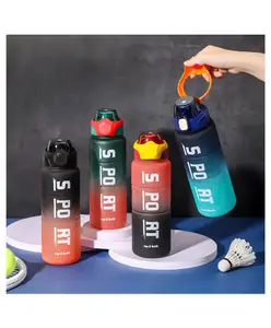 SCHOOLISH 1300ML Plastic Water Bottle Sport Water Bottle With Straw Motivational Gym Bottles - PACK OF 1 - COLOR MAY VARY