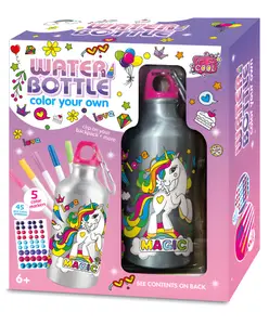 SCHOOLISH DIY Unicorn BPA Free Water Bottle Set for Kids Girls Kids Water Bottles Craft for Kids Boys Kids Girl Sipper Water Bottle 600 ml - PACK OF 1 - COLOR MAY VARY