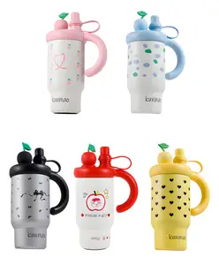 SCHOOLISH Cherry On Top Tumbler 850 ml Portable Cup Stainless Steel Cute Good-Looking Water Cup for Students Travel - PACK OF 1 - COLOR MAY VARY