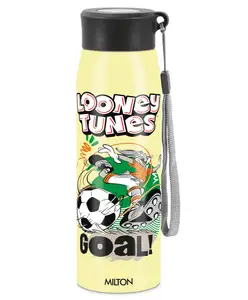 Milton Handy Design with Looney Tunes Print 650 Stainless Steel Water Bottle with Single walled Leak Proof & Easy to Carry Lemon Yellow - 690 ml