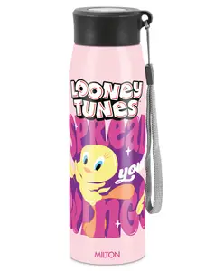 Milton Handy Design with Looney Tunes Print 650 Stainless Steel Water Bottle with Single walled Leak Proof & Easy to Carry Pink - 690 ml