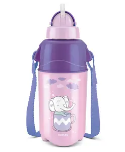 Milton Kool Trendy Plastic Insulated Water Bottle with Straw with Leak Proof BPA Free & Food Grade Easy to Carry Purple - 370 ml