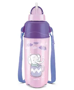 Milton Kool Trendy Plastic Insulated Water Bottle with Straw with Leak Proof BPA Free & Food Grade Easy to Carry Purple - 490 ml