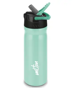 Milton Max Stainless Steel Water Bottle with Sipper Lid with Single Walled Leak Proof Rust Free & Easy to Carry Aqua Green - 500 ml