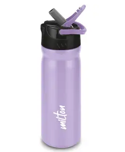 Milton Max 600 Stainless Steel Water Bottle with Sipper Lid with Single Walled Leak Proof Rust Free & Easy to Carry Purple - 500 ml