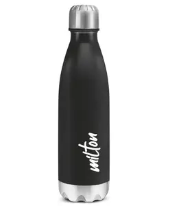 Milton Shine 1000 Stainless Steel Water Bottle with Single Walled Leak Proof Rust Free & Easy to Carry Black - 870 ml