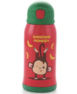 ATTRO Rawbest Star Kid Thermo Steel Water Bottle with Cleaning Tool & Bottle Cover & Sling To Easy Carry Red - 550 ml