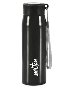 Milton Shine 650 Stainless Steel Water Bottle with Single Walled Leak Proof Rust Free & Easy to Carry Black - 690 ml