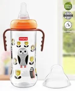 Babyhug Polypropylene Anti-Colic Sterilizable Feeding Bottle With Handle Orange - 250 ml