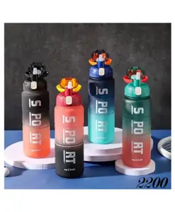 FLAZE Silicone Water Bottle with Motivational Time Marker - Leakproof, Durable, BPA-Free, Non-Toxic , Ideal for Office, Gym , 1300ml,- PACK OF - 1 - ( COLOR MAY VARY )