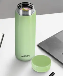 Milton Minimate 300 Thermosteel Water Bottle, 280ml | ISI Certified, SS304 Stainless Steel | Vacuum Insulated Flask, Hot & Cold, Leak-Proof, Compact for Office, Gym, Travel | Light Green