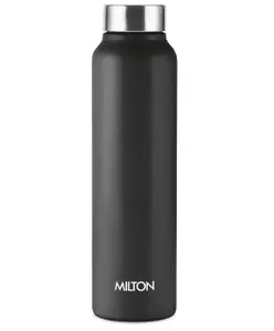Milton Flint Stainless Steel Water Bottle I ISI Certified I Soft Powder Coat Premium Finish I Leak Proof - Light Weight I for Office, School, College, 980 ml, Black
