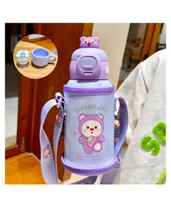 SCHOOLISH Kids Flask Stainless Steel Keeps Drinks Cool or hot for an Extra Long time Double Walled Vacuum Insulated Technology Leak Proof lid (500ml) -PACK OF 1 -PURPLE