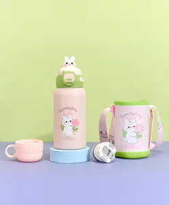 SCHOOLISH Kids Flask Stainless Steel Keeps Drinks Cool or hot for an Extra Long time Double Walled Vacuum Insulated Technology Leak Proof lid (500ml) -PACK OF 1 -Peach