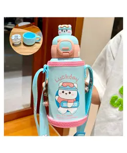 SCHOOLISH Kids Flask Stainless Steel Keeps Drinks Cool or hot for an Extra Long time Double Walled Vacuum Insulated Technology Leak Proof lid (500ml) -PACK OF 1 -BLUE