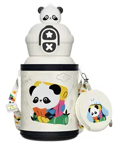 SCHOOLISH Vacuum Insulated Stainless Steel Cartoon Water Bottle WHire - 500 ml