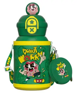 SCHOOLISH Stainless Steel Cartoon Water Bottle Green - 500 ml