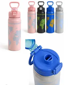 Sanjary 850ml 2 In 1 Sipper Non Sipper Single Wall Water Bottle Leak Proof Printed Design Gym School Travel Bottle color design may vary