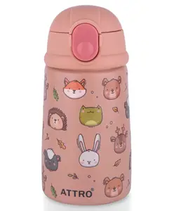 ATTRO Jolly Vacuum Insulated Stainless Steel Kids Water Bottle - Peach - 330 ml