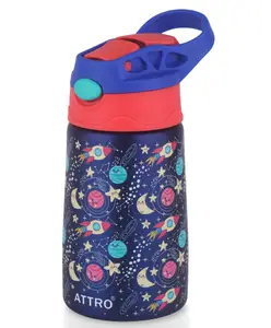 ATTRO Kinder Vacuum Insulated Stainless Steel Water Bottle Navy Blue - 330 ml
