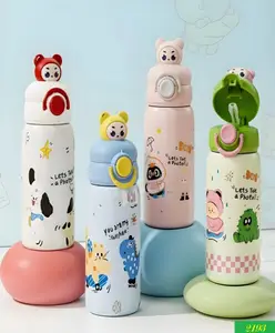 Flaze Large-Capacity (600ml) Water Bottles Features Adorable Cartoon Animal Themes and Is Perfect for Kids and Adults- Pack of 1 - ( Color May Vary )