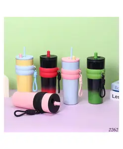 Flaze 710 ml Stainless Steel Water Bottle with Straw & Carry Strap , 316 Steel Vacuum Insulated Flask , Hot & Cold Leak-Proof Sports - Pack of 1 - ( Color May Vary )