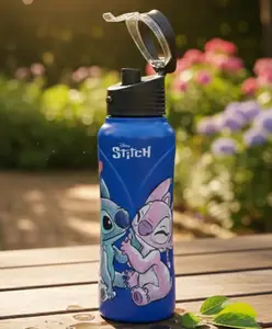 Disney by Gluman Magique Stainless Steel Water Bottle Stitch Print Royal Blue- 500 ml