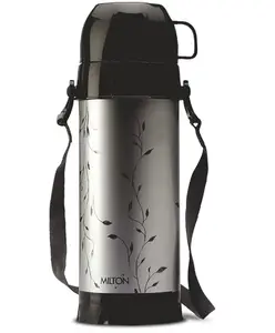 Milton Eiffel 1000 Vacuum Insulated Thermos Flask with Strap to Carry, 910 ml, 24 Hours Hot & Cold Water Bottle for Office, Hiking, Trekking, Travel, Black