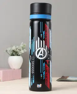 Marvel By SKI ALIA Premium Stainless Steel Avengers 3D Touch & Feel Sipper Bottle for Kids Fun & Durable - 850 ml