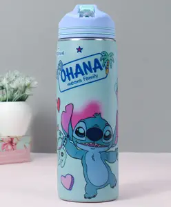 Disney Lilo & Stitch Non Insulated Steel Sipper Water Bottle Light Blue - 700 ml