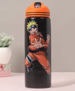 Naruto Non Insulated Steel Sipper Water Bottle Black & Orange - 700 ml