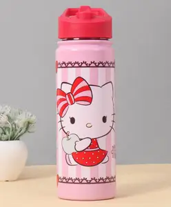 Hello Kitty Insulated Sipper Water Bottle Pink & Red - 600 ml