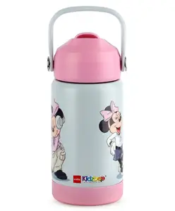 Cello Kidzbee Gen Alpha 3D Minnie Mouse Print Insulated Stainless Steel Kids Water Bottle Light Grey - 370 ml