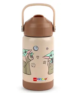 Cello Kidzbee Gen Alpha 3D Grogu Print Insulated Stainless Steel Kids Water Bottle Beige - 370 ml