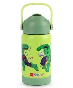 Cello Kidzbee Gen Alpha 3D Hulk Print Insulated Stainless Steel Kids Water Bottle Green - 370 ml