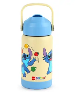Cello Kidzbee Gen Alpha 3D Stitch Print Insulated Stainless Steel Kids Water Bottle Cream - 370 ml